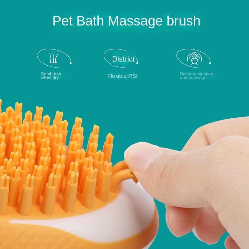 2-in-1 Pet Bath & Grooming Brush – Soft Silicone SPA Massage Comb - HamsterExpress