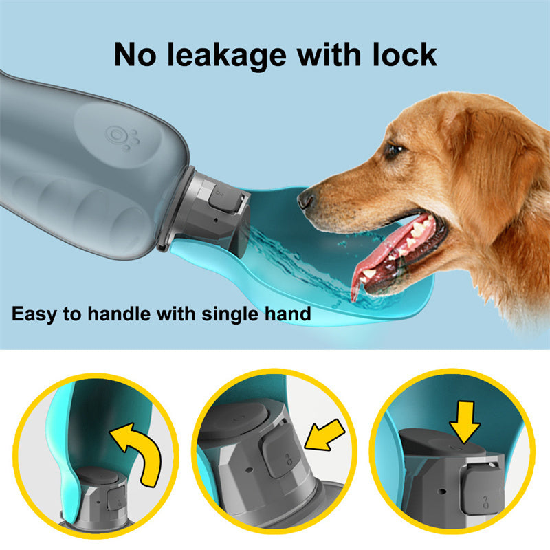 800ml Portable Dog Water Bottle – High Capacity, Leakproof, Foldable Drinking Bowl - HamsterExpress