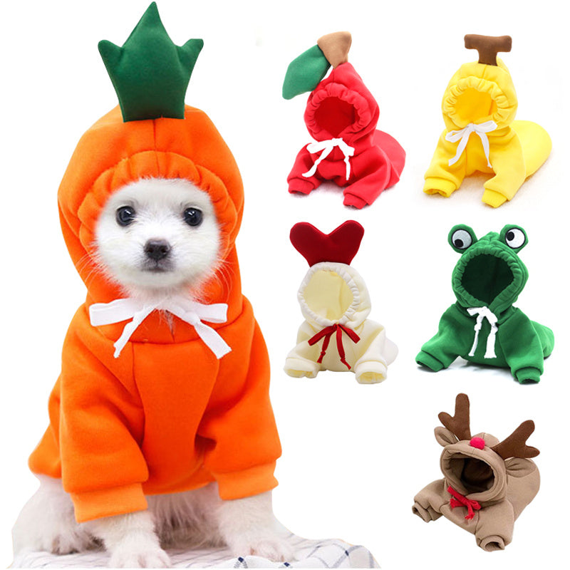 Cute Fruit-Themed Hoodies for Small Dogs – Winter Warm Fleece Pet Clothing - HamsterExpress